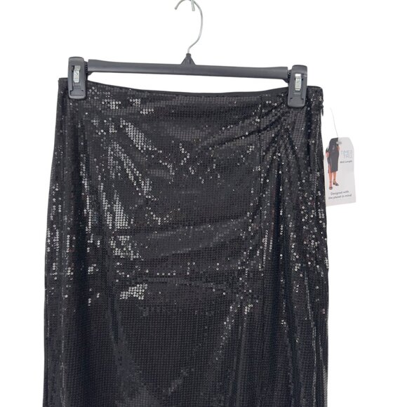 Time and Tru Womens SZ M Sequined Pencil Skirt Black Mid-Rise Knee-Length - Picture 10 of 12